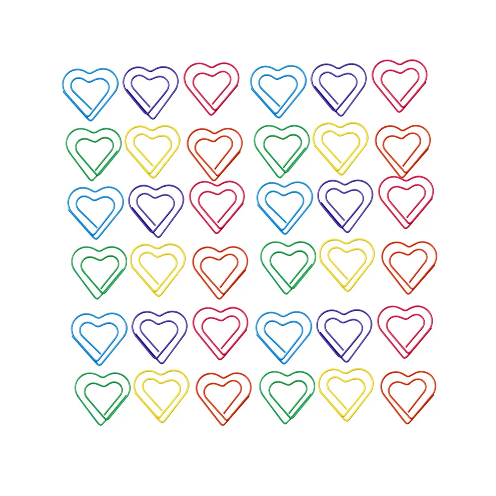 

48 Pcs Heart Shaped Paper Clips Creative Memo Stylish Bookmarks Fashionable File Portable Easy Use Home Office School