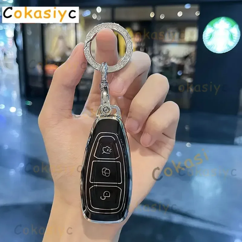 NEW TPU Car Smart Key Case Cover Shell For Ford Focus 3 4 ST Mondeo MK3 MK4 Fiesta Fusion Kuga Ecosport Fob Keychain Accessories