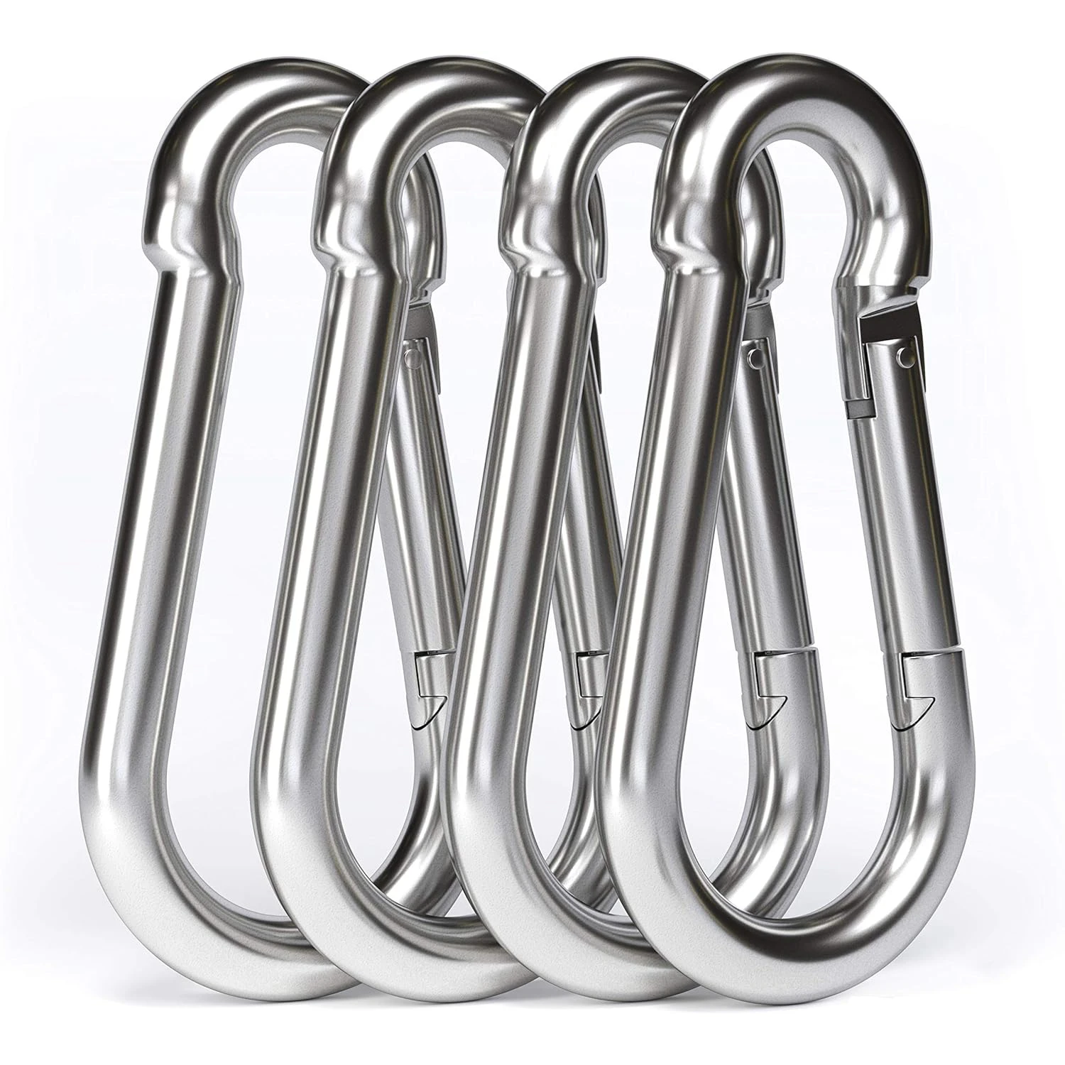 4Pcs 304 Stainless Steel Carabiner Clip Spring Snap Heavy Duty Hook Quick Link Lock Ring Small Large for Outdoor Camping Hiking
