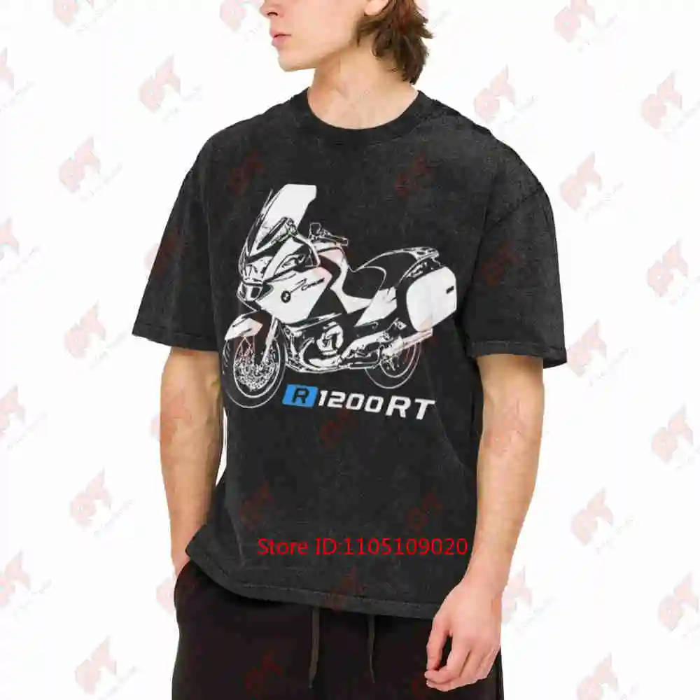 Motorcycle R1200RT Vintage Washed Tee Pure Cotton T-Shirt