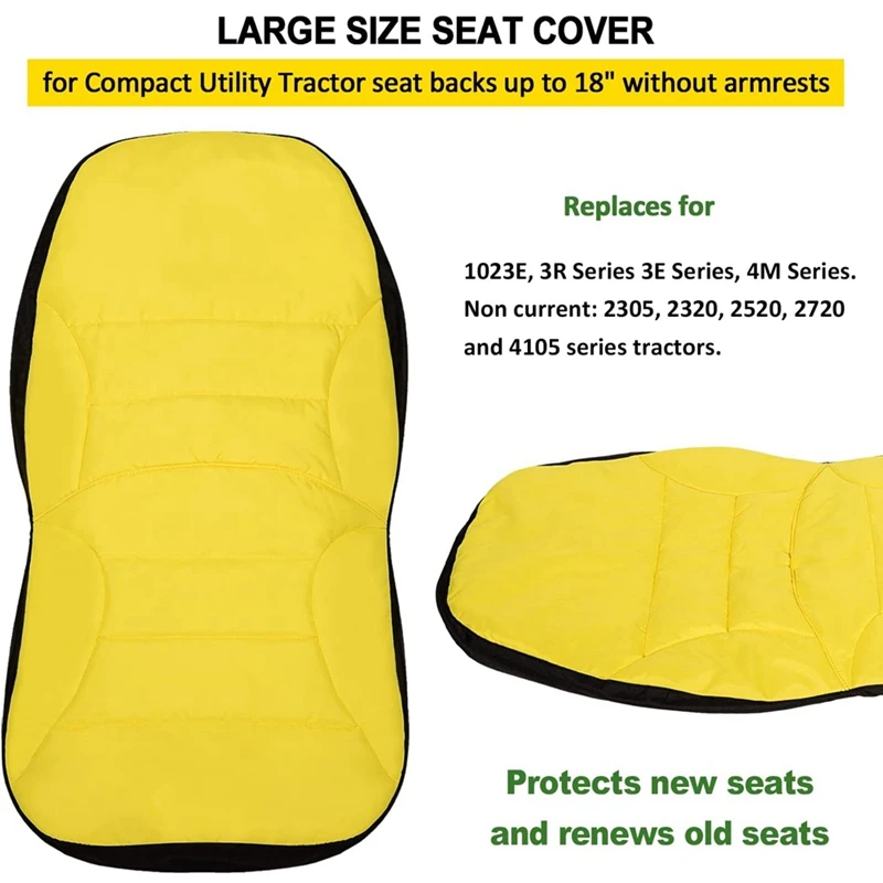 LP95233 Yellow Seat Cover For John Deere 3E Series,3R Series,4M Series,1023E Tractor ,Comfortable, Waterproof