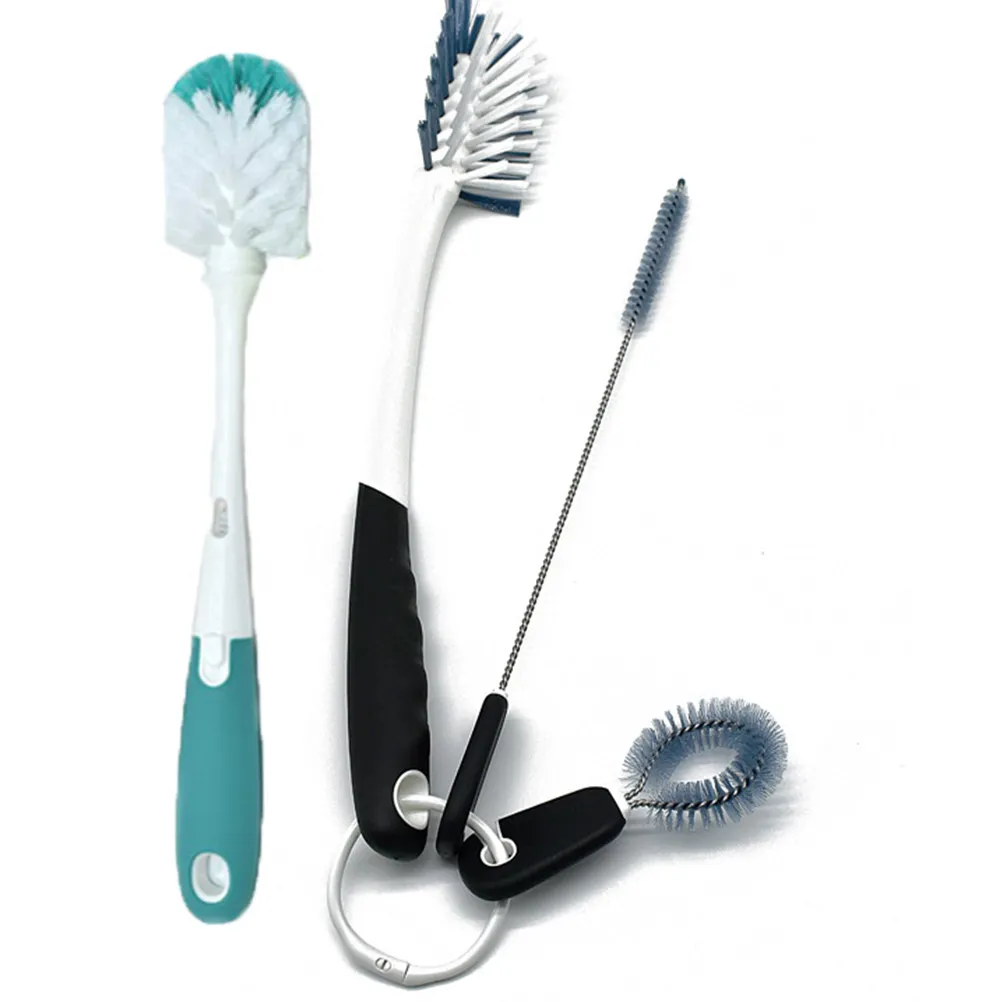 1Set Bottle Cleaning Brush Set Plastic Safe Material Long Handle Nylon Bristles Deep Clean Tool for Feeding Bottles Water Bottle
