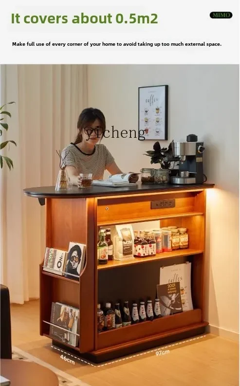 

TQH Solid Wood Rock Slab Coffee Bar Cabinet Household Island Living Room Partition Locker Dining Side Cabinet