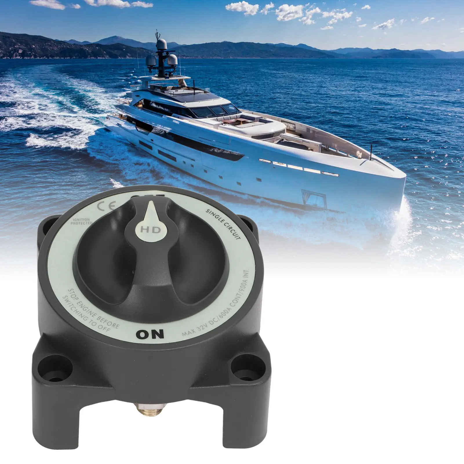 Battery  Heavy Duty Battery Isolator Insulating Shell IP66 Waterproof 3 Copper Studs for RV Marine Boat