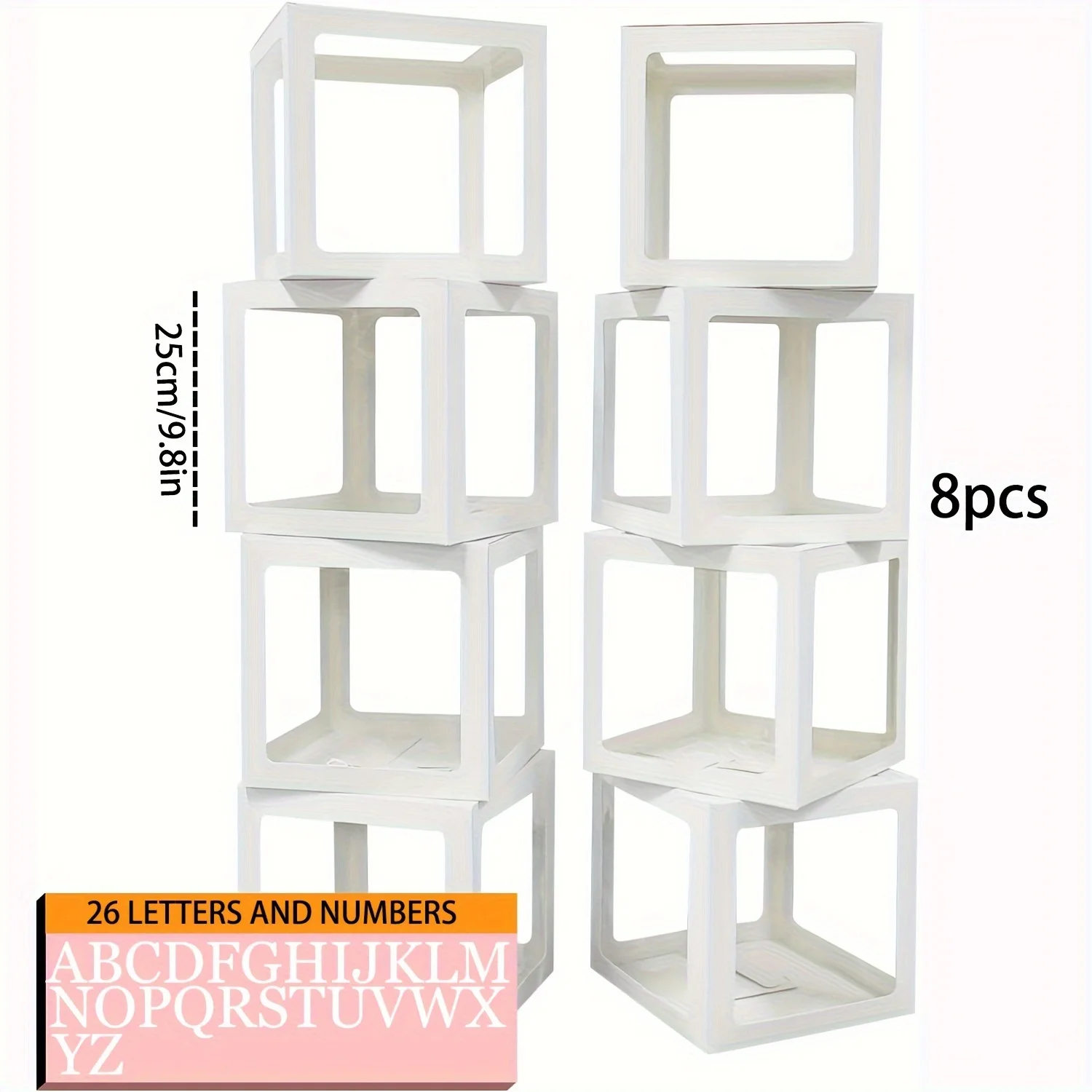 8pcs White Transparent Balloon Boxes with Letters