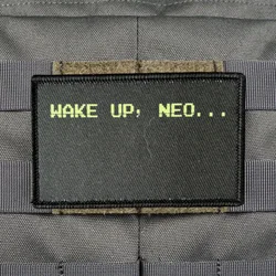 Parche táctico militar bordado Wake Up Neo para ropa y MOLLE