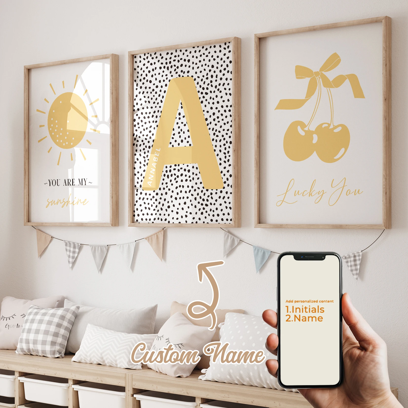 

Modern Personalized Name Custom Lucky You Sunshine Wall Art Print Canvas Painting Poster Picture For Kids Room Home Decor