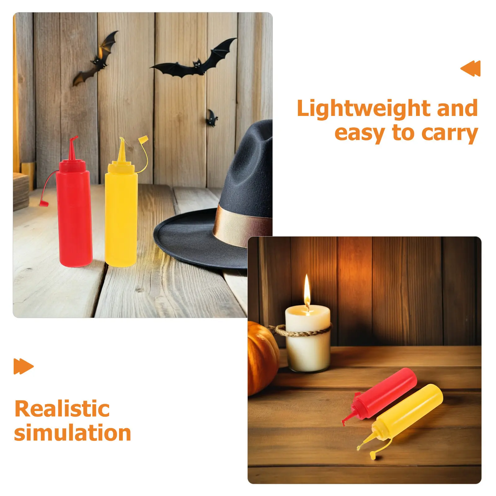 4Pcs Funny Ketchup Mustard Squirt Prank Set for April Fool's Day Decoration Playable Condiment Bottle Gag Prop Party Essential