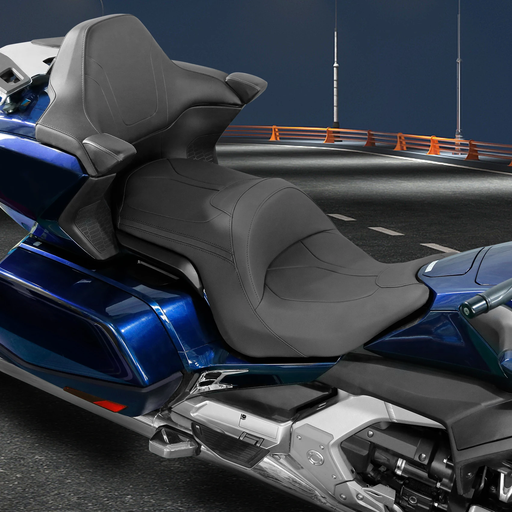 Sedile passeggero conducente adatto per Honda Goldwing 1800 GL1800 Tour 2018-2023 22 Nero