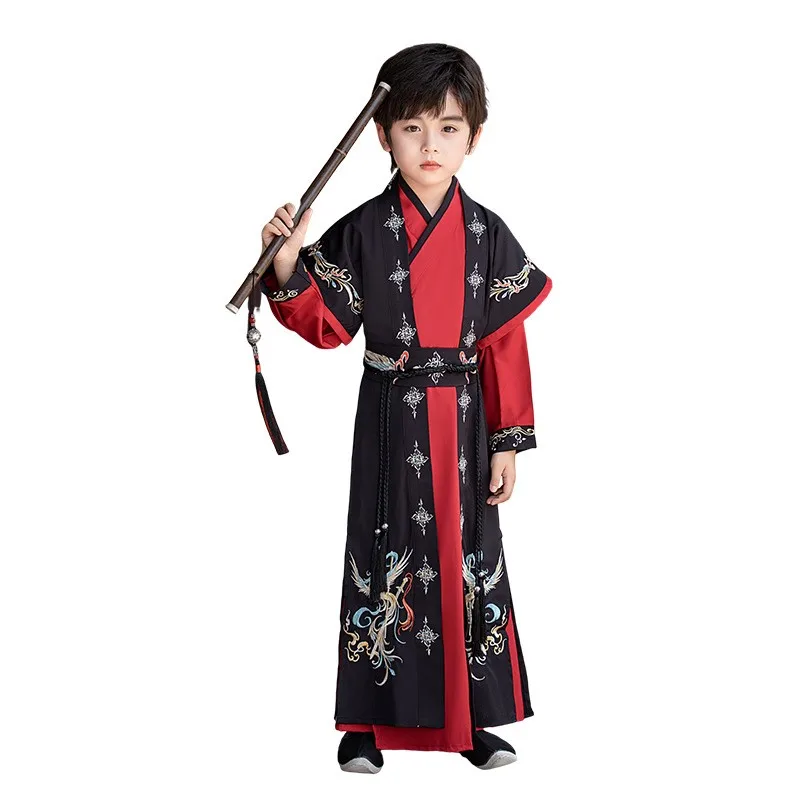 Traditional Chinese Style Hanfu Children Boy Martial Samurai Knight Party Cosplay Costume Kids Tang Suit Performance Outfits