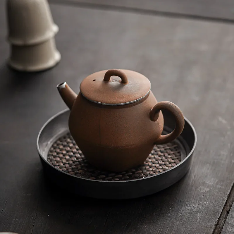 Old Rock Clay Hand Made Teapot Kung Fu Tea Set Retro Coarse Pottery Teapot Chinese Style Zen Tea Infuser Single Pot