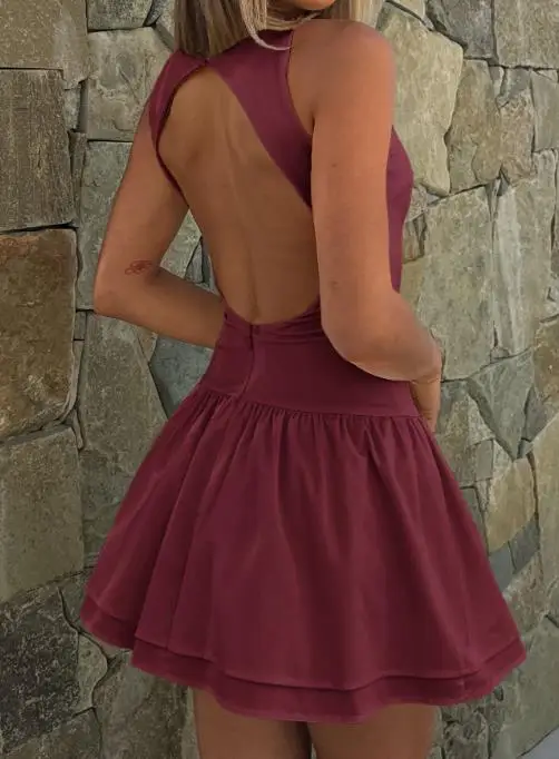 

Elegant Temperament Solid Color Short Dress for Women's Clothing In Spring/Summer 2025 Female Fashion Sexy Backless Mini Dresses