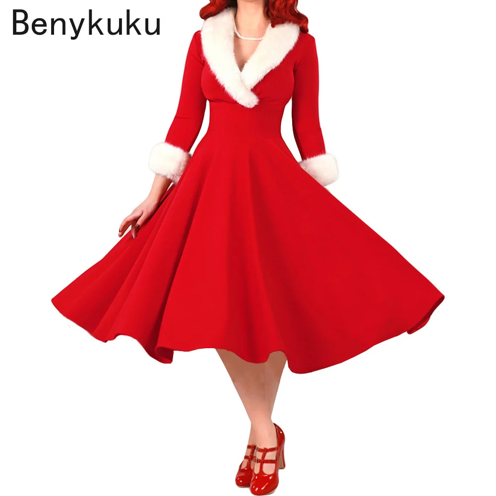 2024 New Year Christmas Dress Women Nightmare Before Christmas Sexy Costume Long Sleeve Plush Warm Hooded Party Pleated Dresses