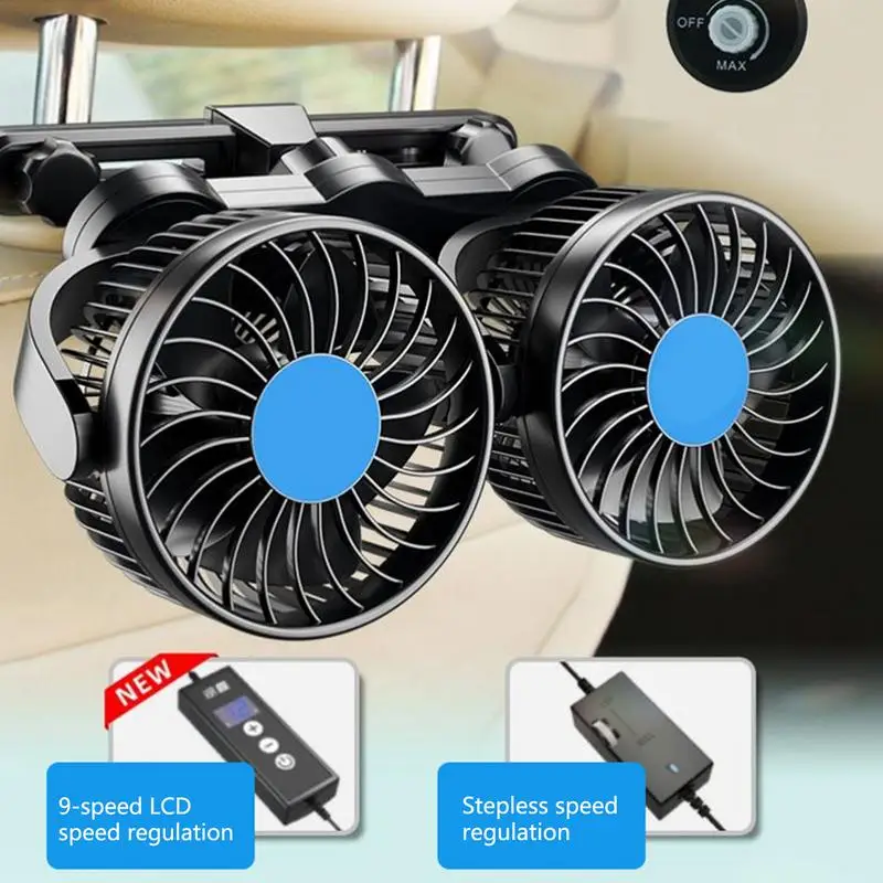 2025 Silent Car USB Fan Free-Rotation Duals-Head Car Headrest Cooling Fans Energy-Efficient Strong Wind Backseat Headrest Fan