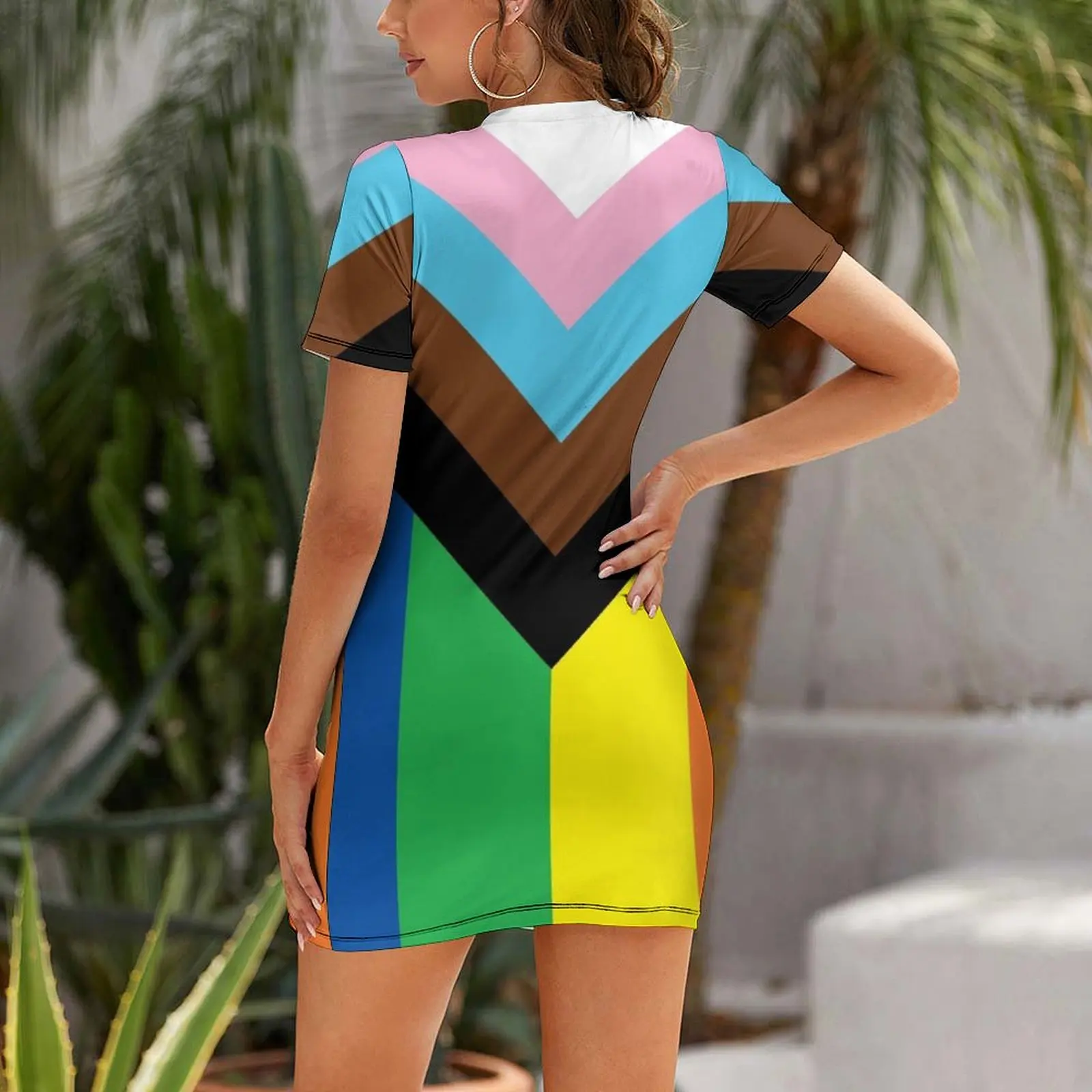 Progress Pride Flag Short Sleeved Dress fairy dress Dresses for wedding party women's luxury party dress