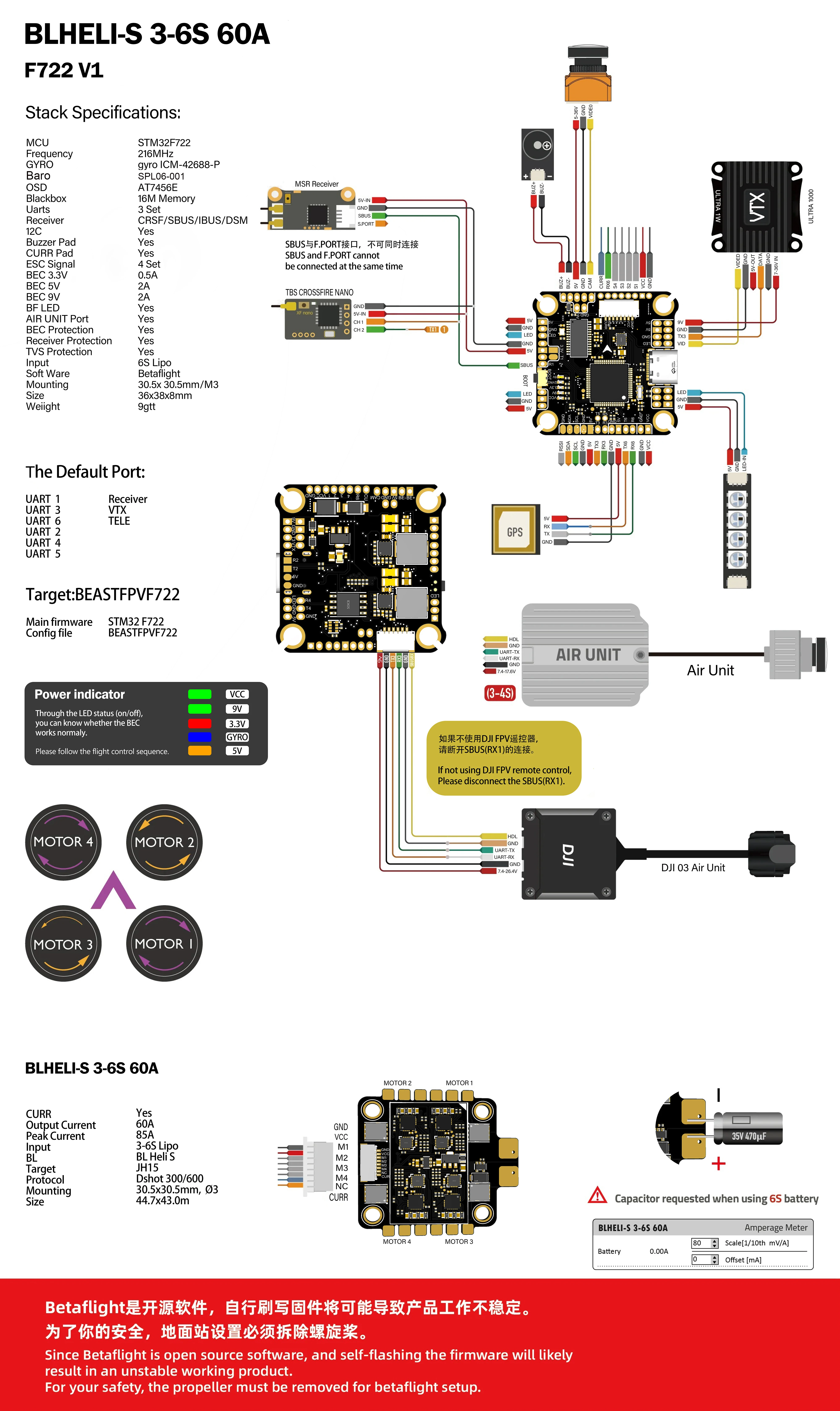 3-6S F7 F722 Flugsteuerung & 60A 4-in-1 ESC Stack 30,5x30,5mm ICM42688 Gyro für Mark4 APEX XL 7-Zoll 10-Zoll FPV-Rahmen-Drohne – Detail 5