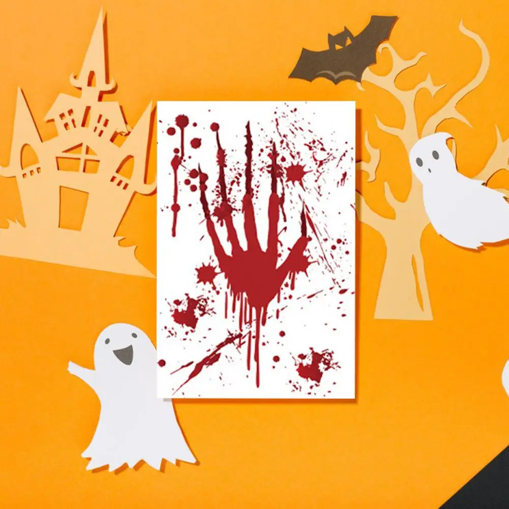 Realistic Handprint Design Halloween Postcards Sticky Notes Set Blood Handprint Designs for Holiday Party Invitations School