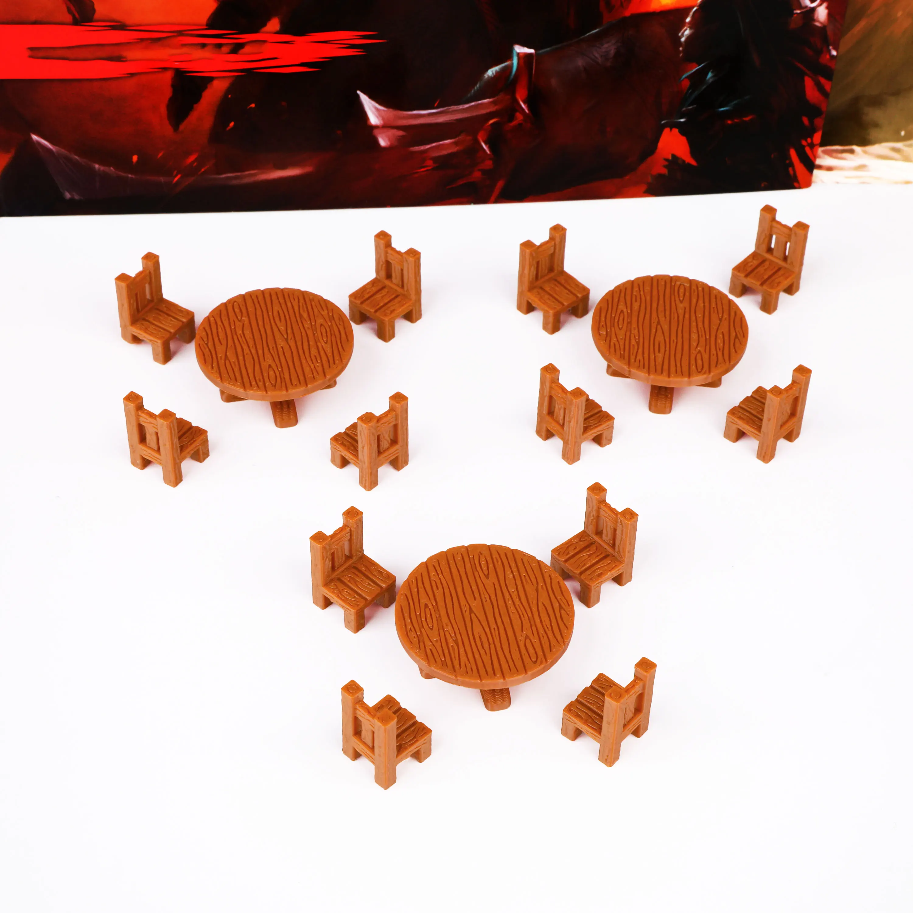 3 Sets Tabletop RPG Round Furniture Miniature Terrain Scenery for Role Playing Board Games, Compatible with Various Fantasy RPGs
