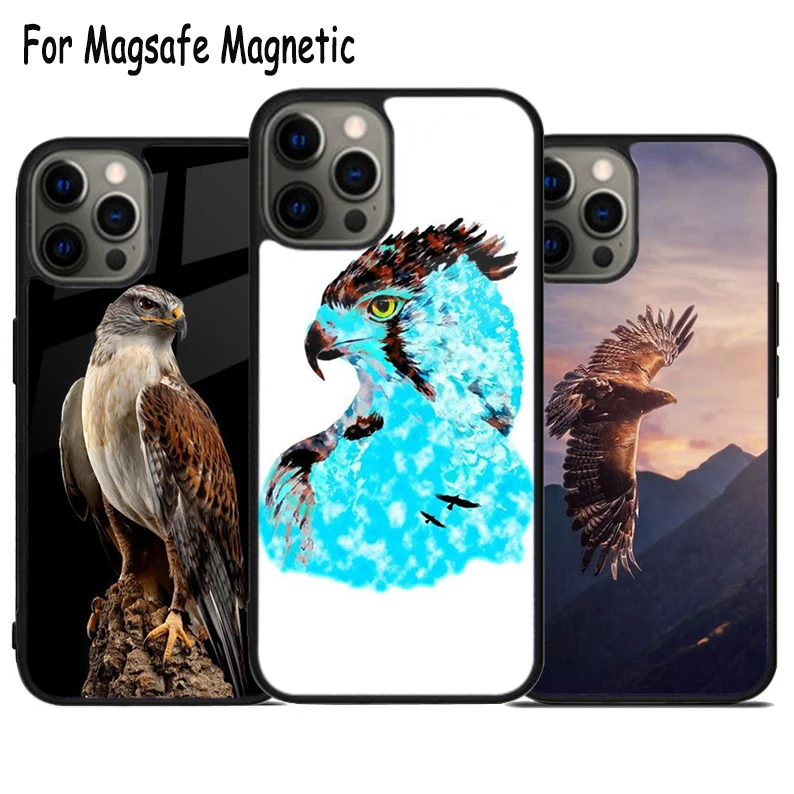 Eagle Hawk Bird Animal Wireless Charge Magsafe Phone Case For iPhone 15 16 14 13 11 12 Pro Max Plus Magnetic Bumper Cover