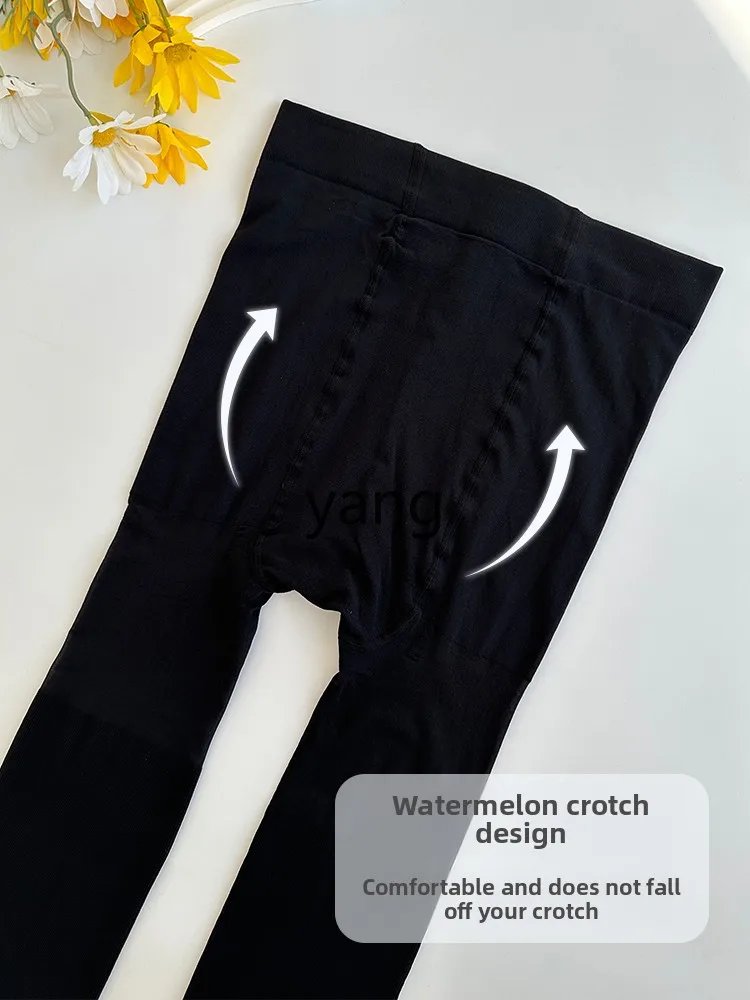 Yjq stockings women's summer with knee pads pantyhose knee cover warm old cold legs anti-hook velvet black