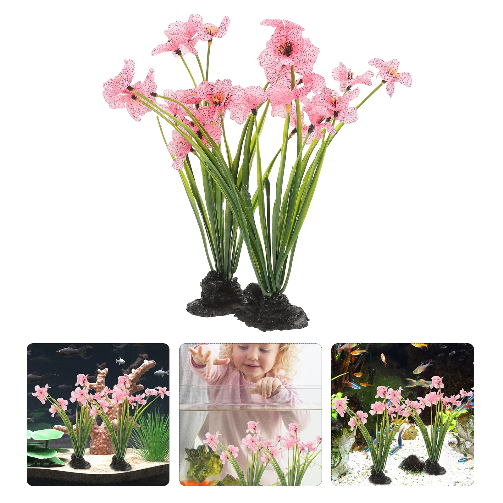 

2pcs Aquarium Plant Watergrass Decoration Delicate Fake Fish Tank Decor Desktop Compact Realistic Household Supplies