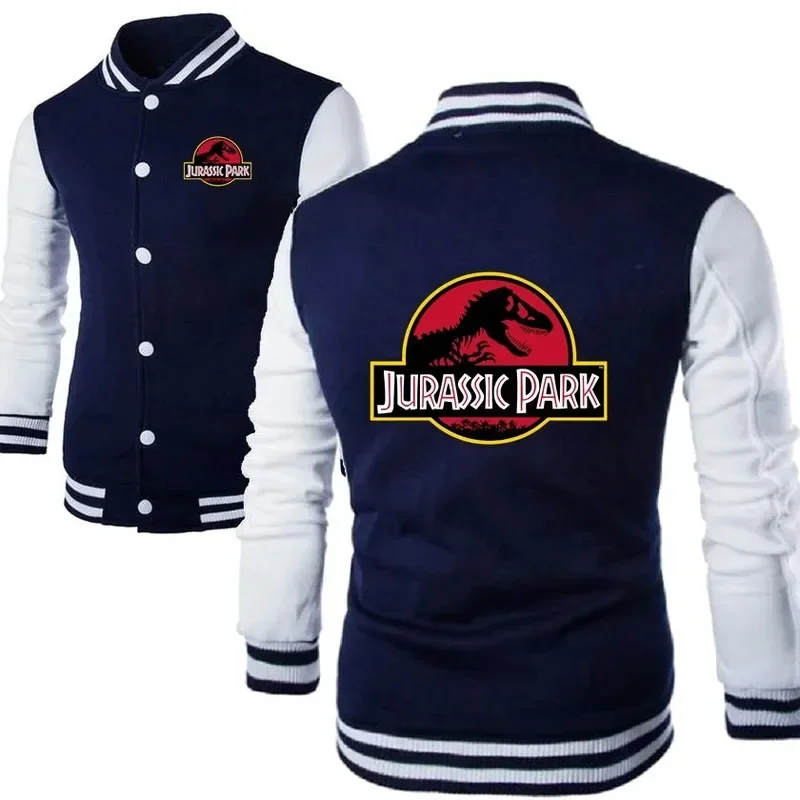 Men Women Baseball Jacket Coats Dinosaur World Sweatshirt JURASSIC PARK Print Baseball Uniforms Couple Cardigan Clothes Tops