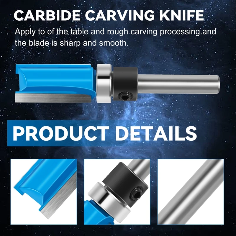 1/4Inch Shank Router Bit Twin 2 Fluted Imperial Jig Template Cutter Woodworking