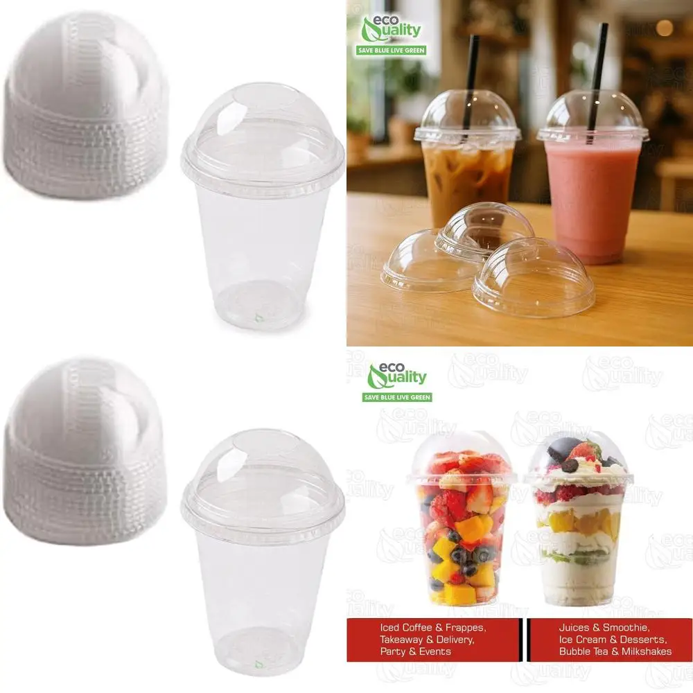 

Crystal Clear 98mm PET Cups with Lids for Smoothies, Iced Drinks, and Whipped Cream (1000)