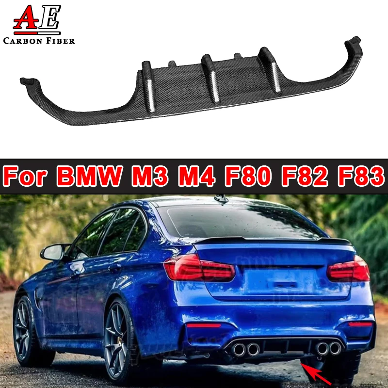 For BMW M3 M4 Series F80 F82 F83 2014-2020 Carbon Fiber Rear Bumper Lip Diffuser Spoiler Splitter Apron Guard MP Style Body Kit