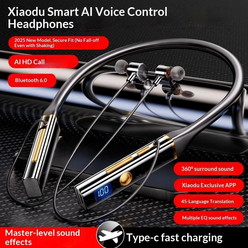 High Appearance Value Neck-hung Bluetooth Headphones 2025 New Version Noise Cancellation HIFI Sound Quality Ultra-Long Battery L