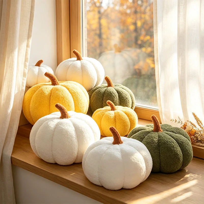 20CM Cute Fun Multicolored Pumpkin Plush Toy Soft Stuffed Plant Plushie Doll Sleeping Partner Pillow Kid Halloween Birthday Gift
