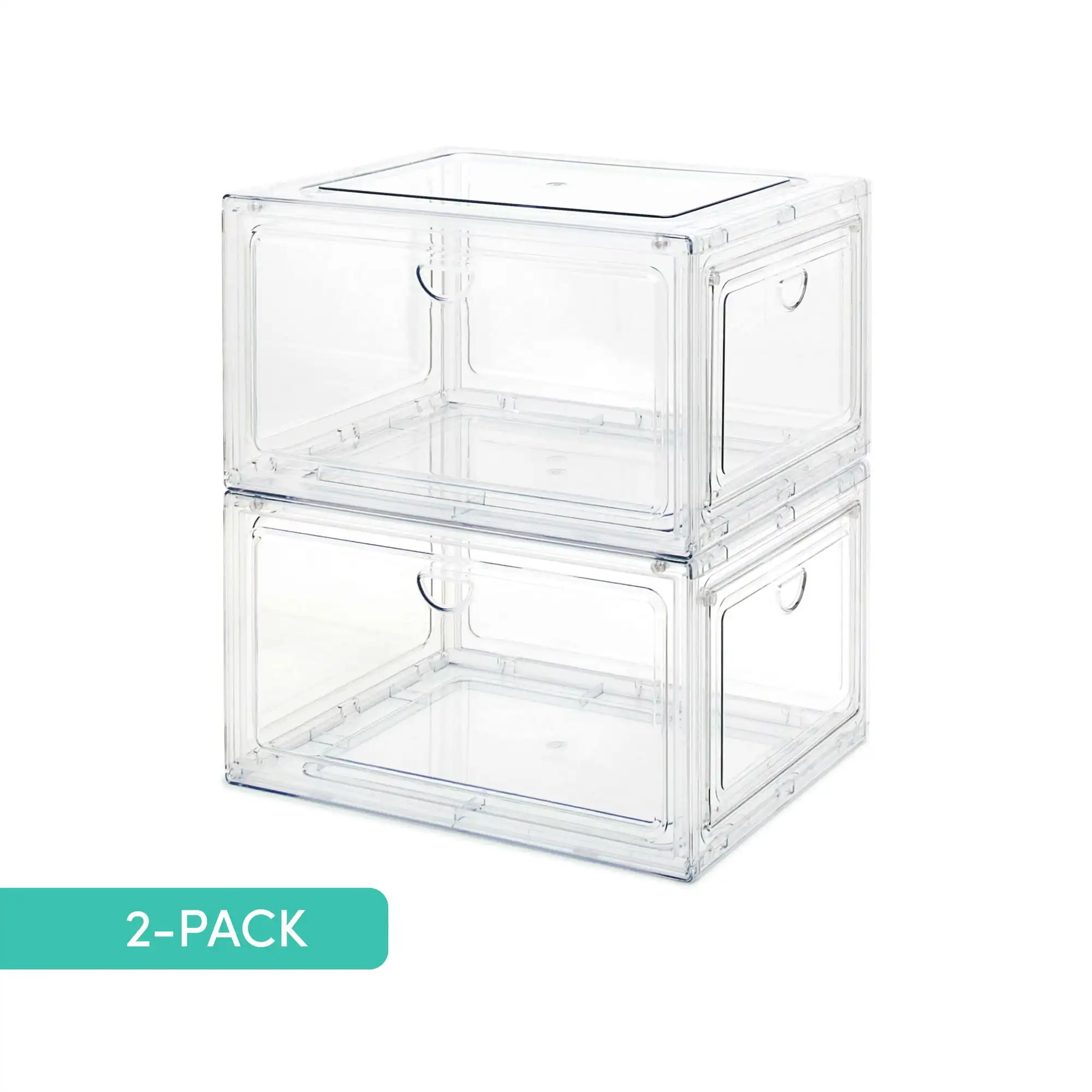 

Qualiazero Stackable, Double Magnetic Doors, Organizer & Shoebox, Clear, 2-pack