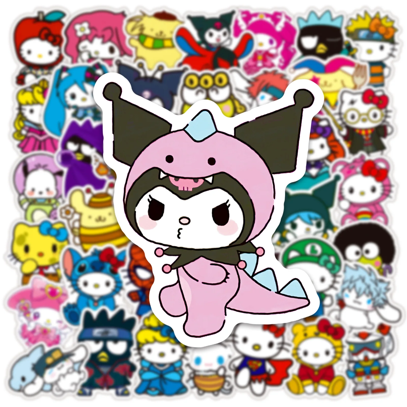 

10/30/50PCS Sanrio Cute Cartoon Kawaii Melody Kuromi Sticker Funny Graffiti Decorative Phone Case Water Cup Guitar Decal Toy