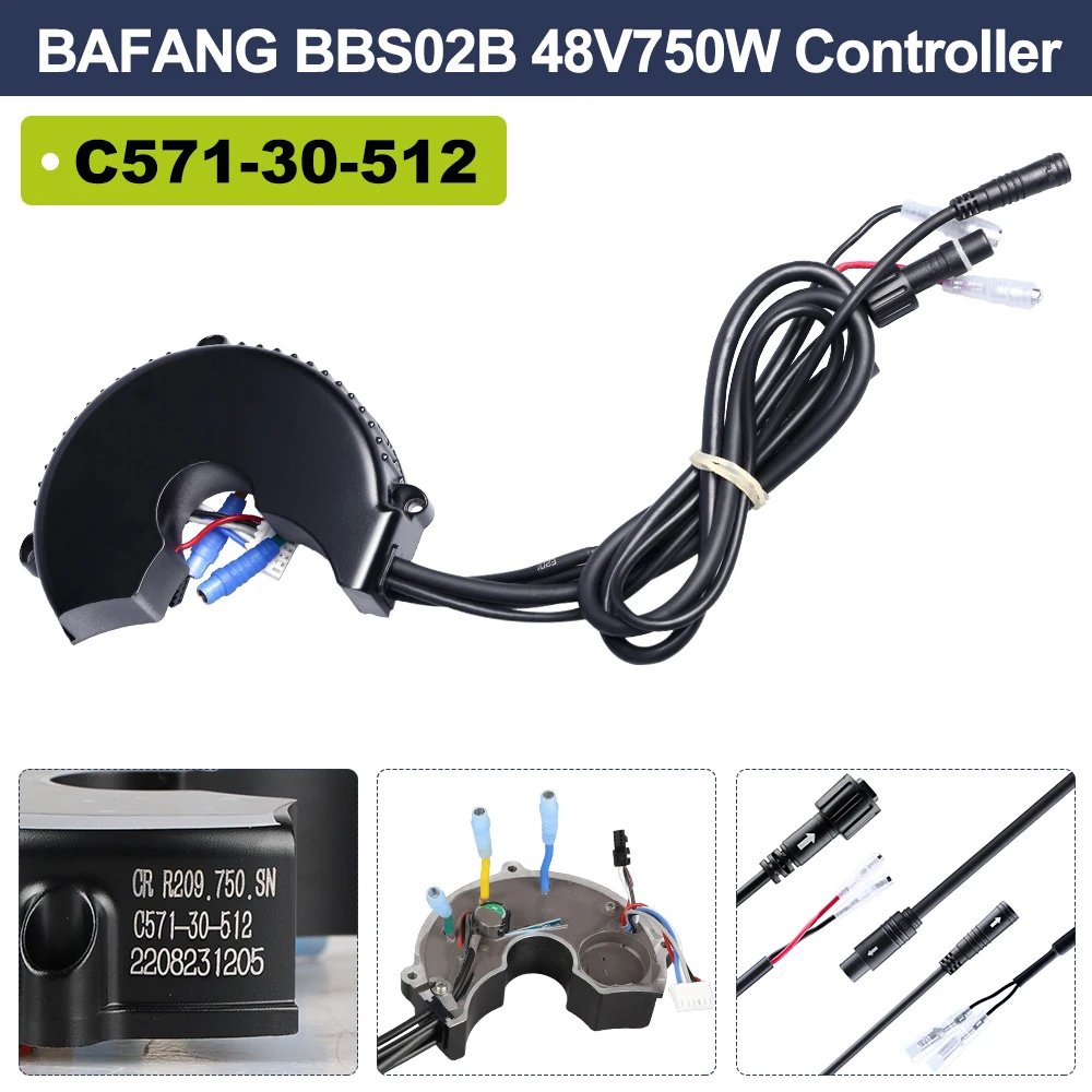 Bafang BBS02B 48V 750W 25A 9T Upgraded Motor Controller 3077 Gear Sensor 6V Light Cable For BBS02 Mid Drive Crank Conversion Kit