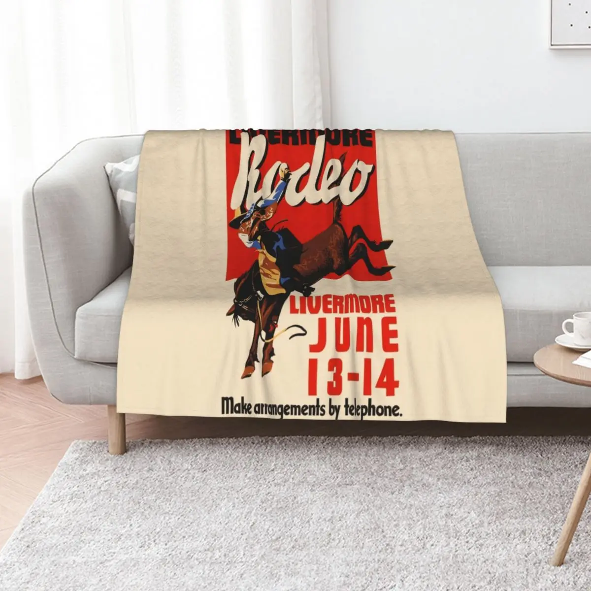 Livermore Rodeo USA Vintage Poster 1933 Throw Blanket Custom Winter beds Hairy Bed linens Decorative Sofa Blankets