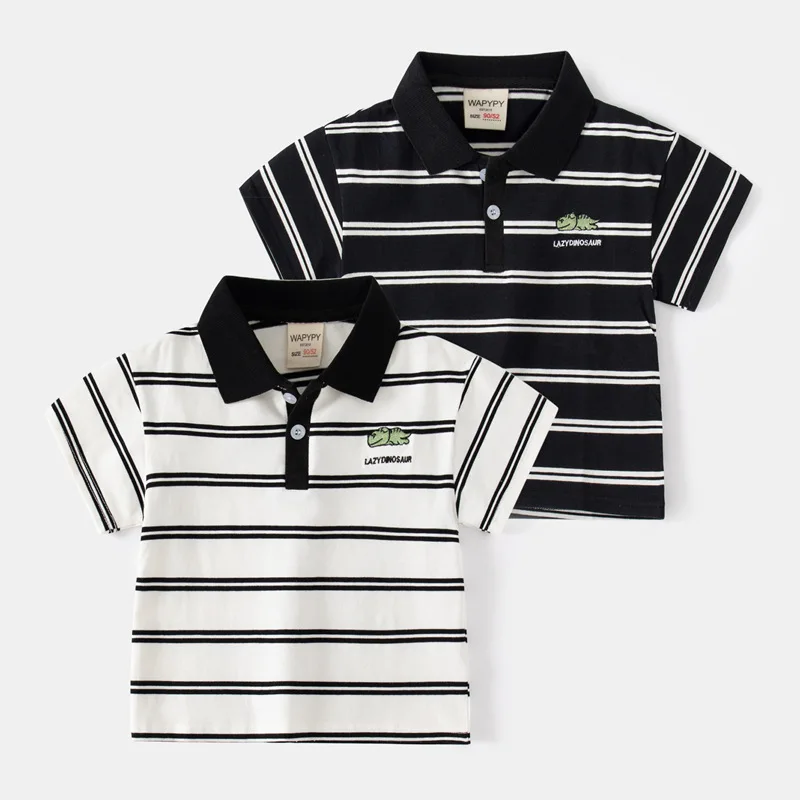 

Children's Short SleeveTT-shirt Summer New Boys' Striped Short SleevepoloBaby Embroidered Shirt Polo Wholesale