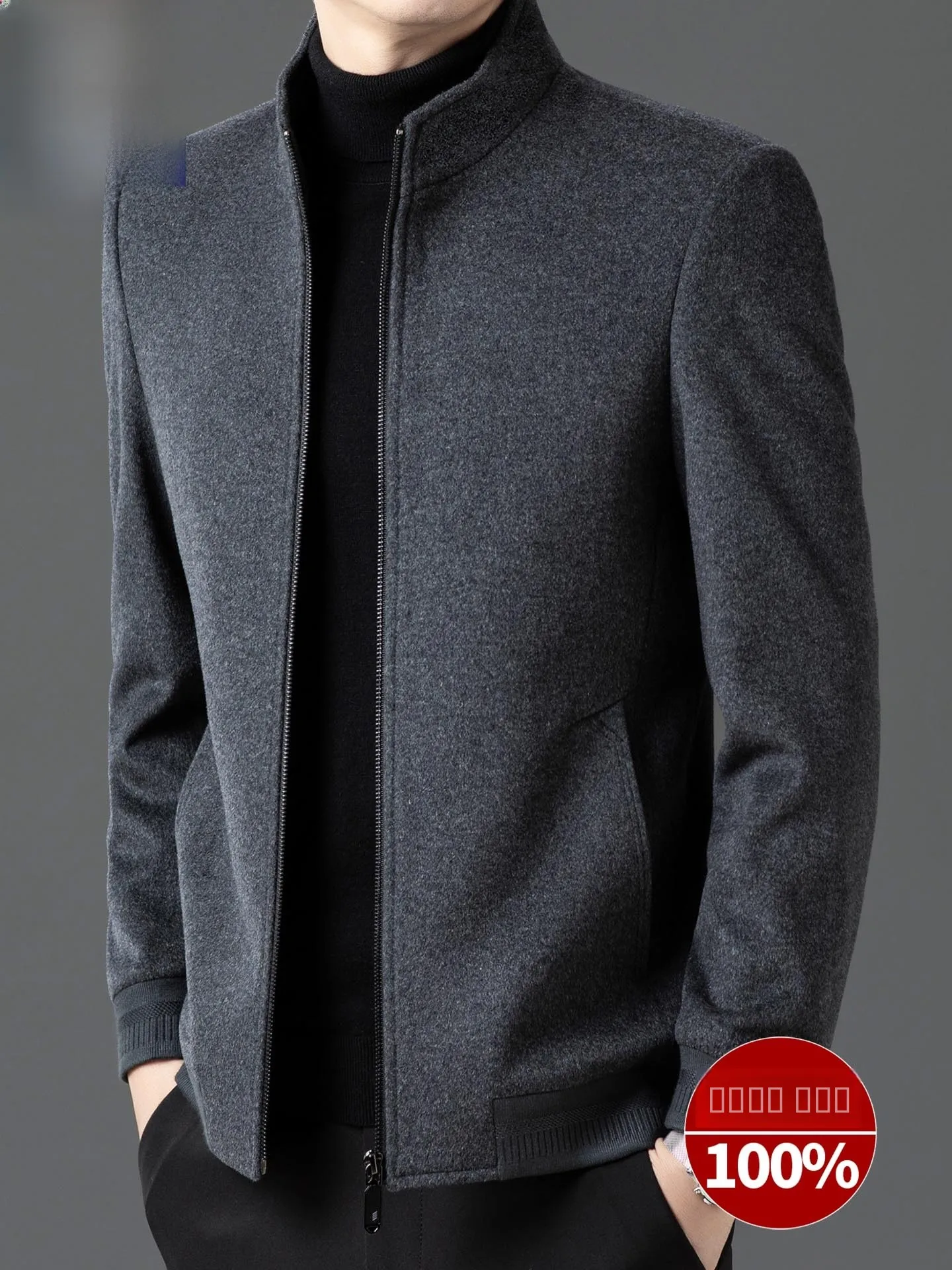 

Premium Woolen Jaet for Men Autumn Winter New Sle Casual Adstrative Stand Collar Coat Stand Fit Wool 00% Polyeste...