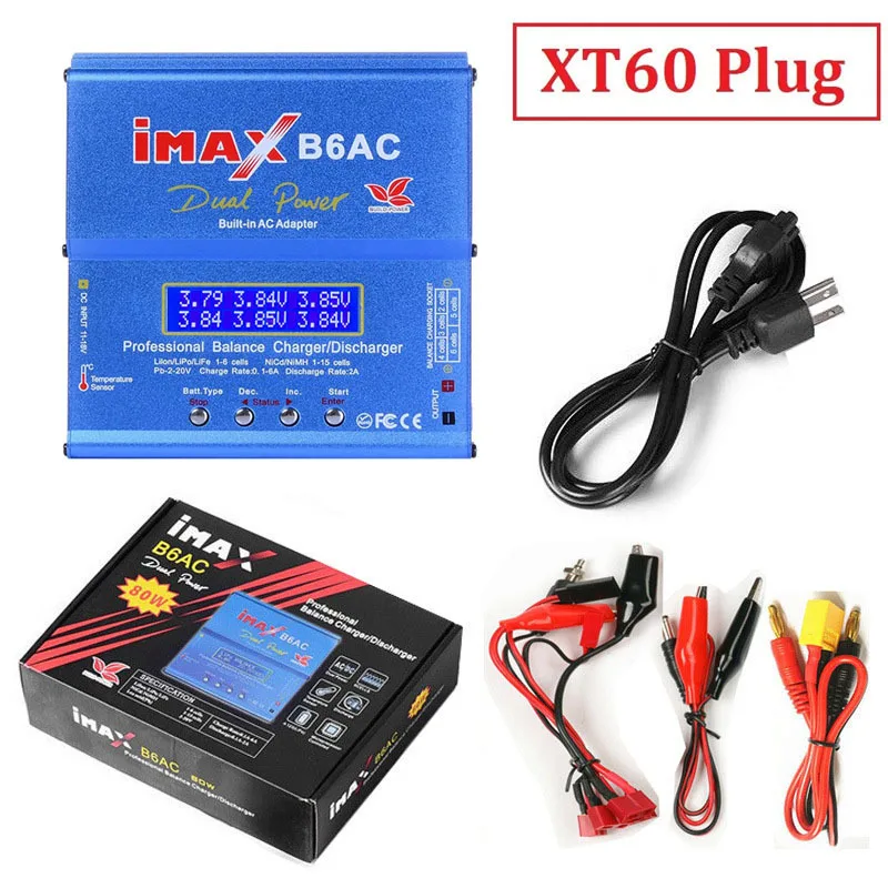 80W iMAX B6AC 2.0 RC Balance Charger For Lipo NiMH Li-ion LiFe NiCD LiHV Battery Charger For 2S 3S 4S 5S 6S Rechargeable Battery