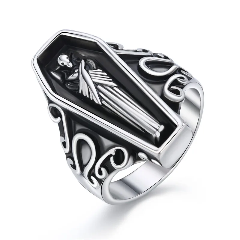 1 pièces 18 taille mode cercueil stéréoscopique égyptien momie anneau Vintage métal couleur momie anneau pour femmes hommes bijoux R193-T2-7