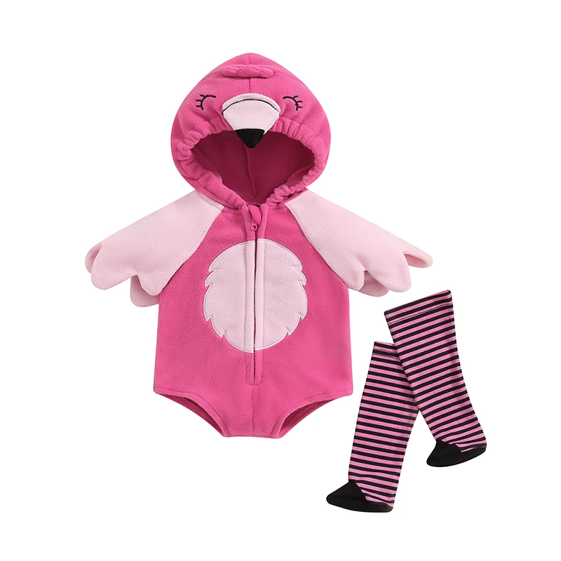 

Baby Girls Cartoon Bird Long Sleeves Hooded Zipper Romper with Wings and Socks for Infant Cute Clothes Fall Spring Outfits