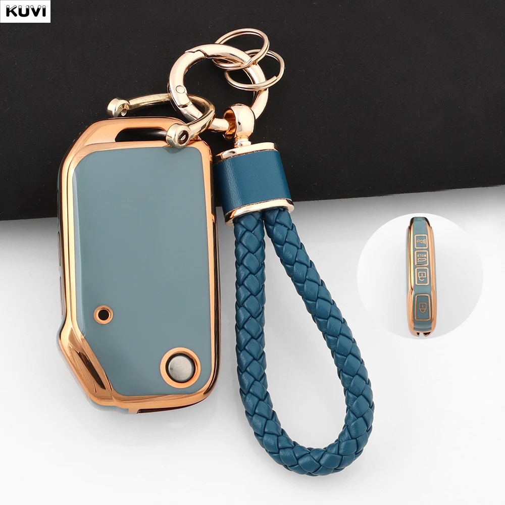 4 BTN TPU Car Remote Flip Key Case Cover Holder Keychain Shell For Kia Sportage Ceed Xceed Sports K5 Seltos 2019 2020 2022 2023