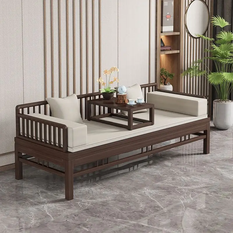Chinese solid wood Arhat bed sliding sofa living room small apartment Zen furniture modern bed dual-purpose sliding 4