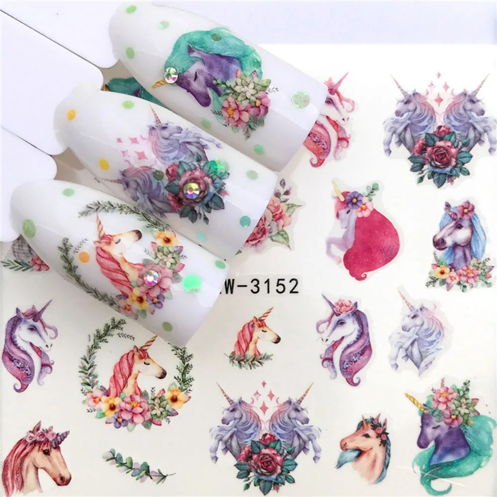 Nails Stickers Maple Leaf Seahorse Watermark Nail Sticker Pattern Transfer Nails Series Nail Decals Flowers Butterflies Color