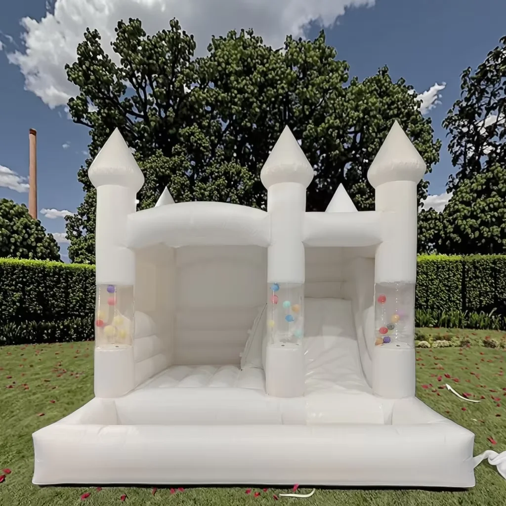 

Надувной батут коммерческого класса для взрослых, белый, с горкой, для свадеб и мероприятий