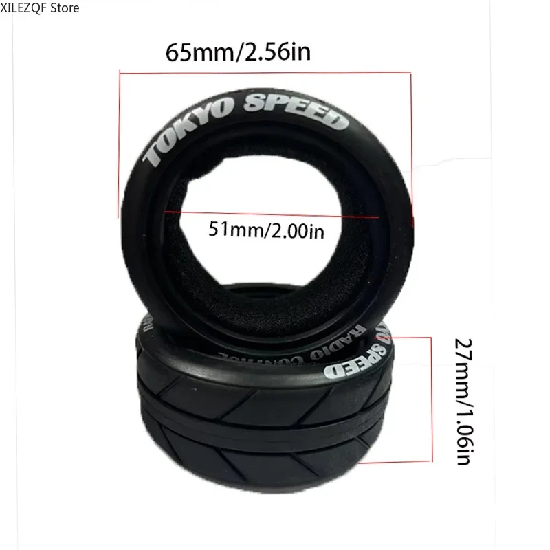 1/10 Soft Rubber Racing Tires - High-Grip for XV02, HSP 94123/94122, Tamiya TT01/FW06 - Indoor & Paved Road Off-Road Use