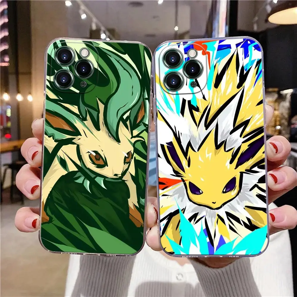 Pokemon Anime Jolteon Leafeon Flareon funda transparente para iPhone 16 15 14 13 12 11 Pro Max Mini Xs XR X 7 8 Plus fundas de silicona