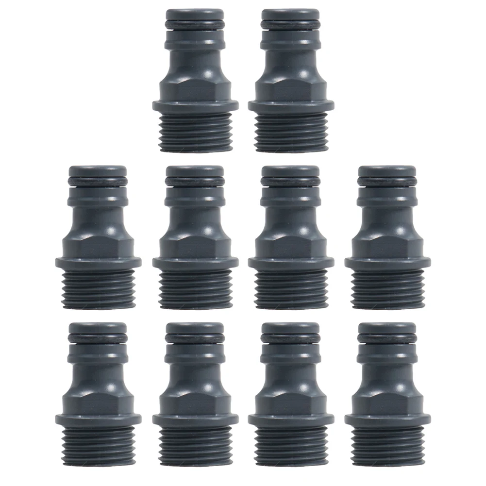 New Practical Garden Hose Pipe Garden Irrigation Water Adapter Quick Connector 1/2 Inch Male Threa 10Pcs ABS Black