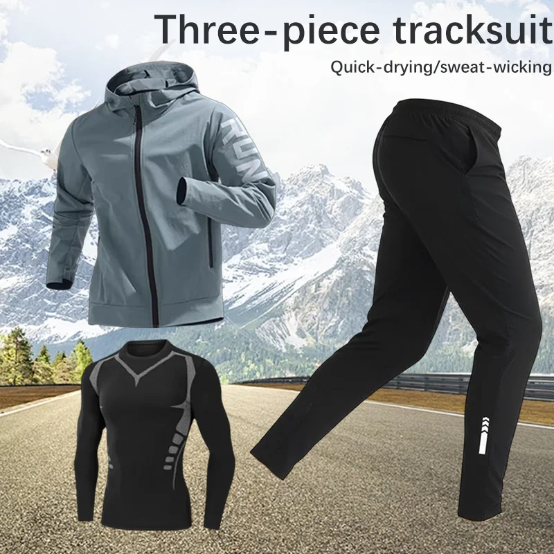 

Мужской модный быстросохнущий костюм для фитнеса, спортивная компрессионная одежда, дышащая высокоэластичная тренировочная форма для бега, баскетбола