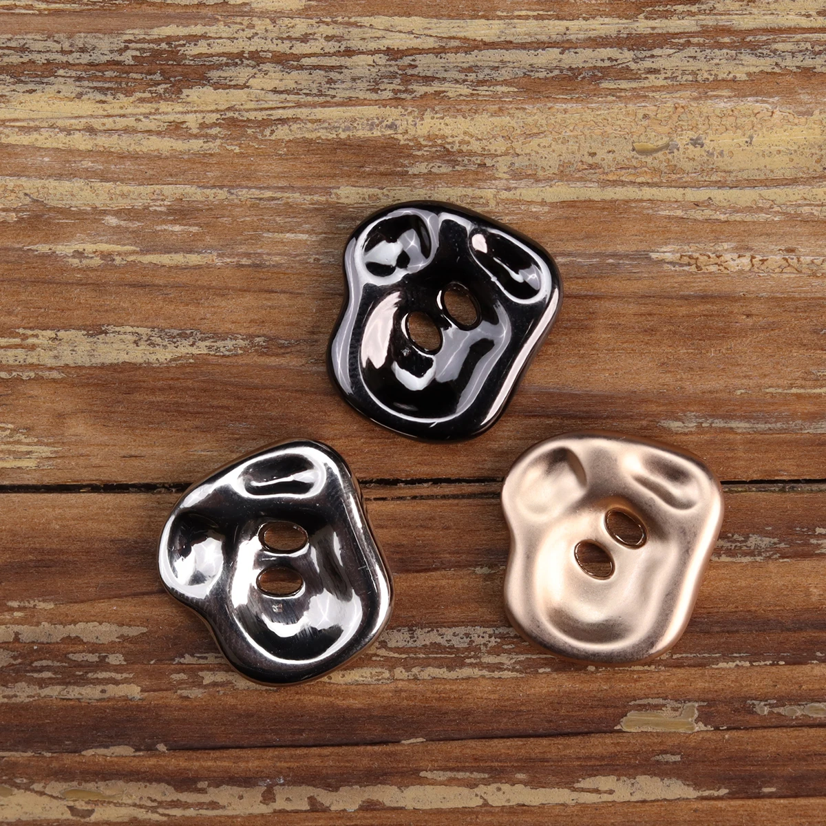 6pcs Cutie Metal Buttons For Children\'s Clothing Two Hole Rose Gold Black Silver Irregular Hats Gloves Sewing Accessories