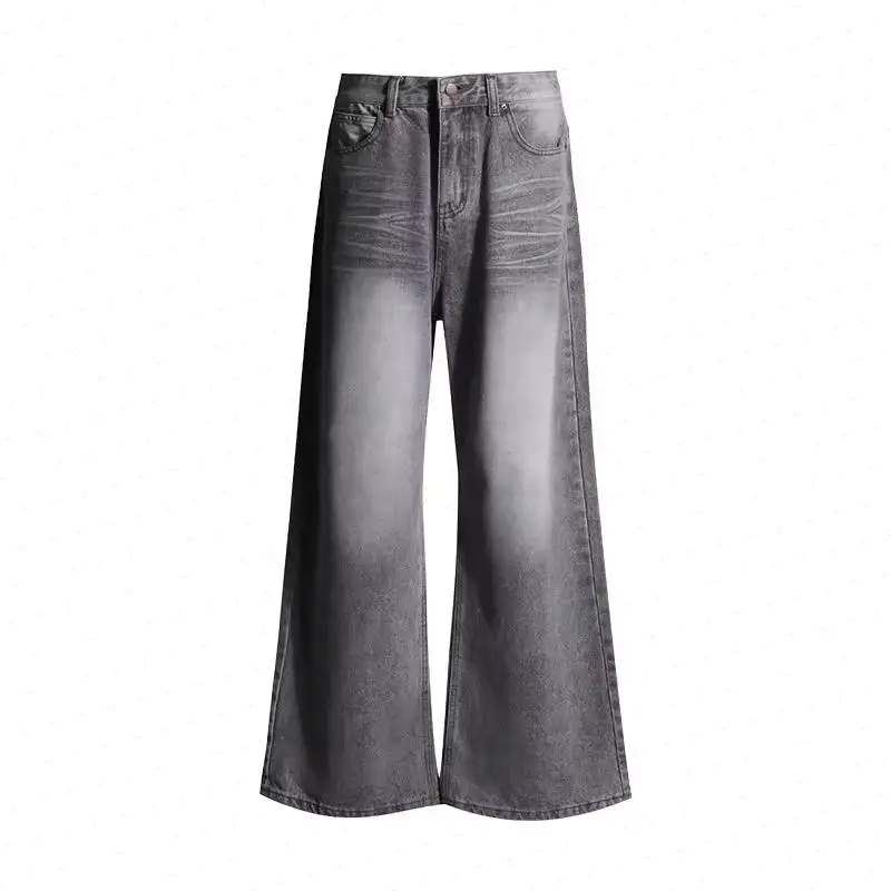 Denim Straight Wide Leg High Waist Streetwear Jeans Vintage Slight Blue Jeans Long Pants Y2k Work Summer Blue Jeans Capris 2025